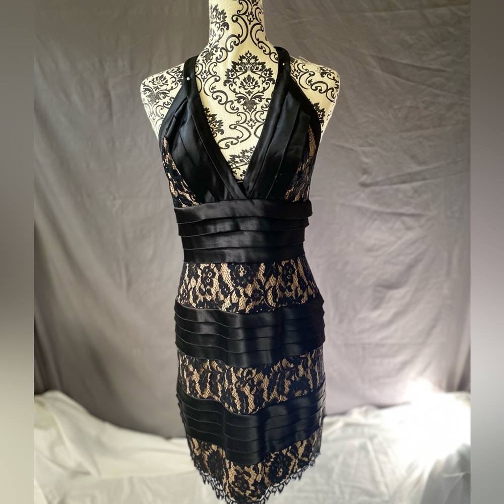 Lace halter top cocktail dress